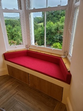 Angled Window Seat Cushion with Bolster Back