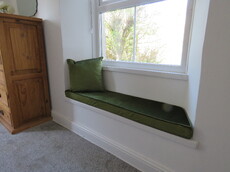 Angled Window Seat Cushion with Straight Edge Cushions